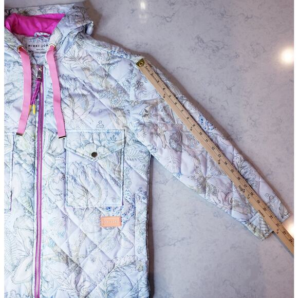 NIKKI JONES Montreal Floral Quilted Hooded Jacket Fully Lined Women's Size Small - Picture 14 of 16
